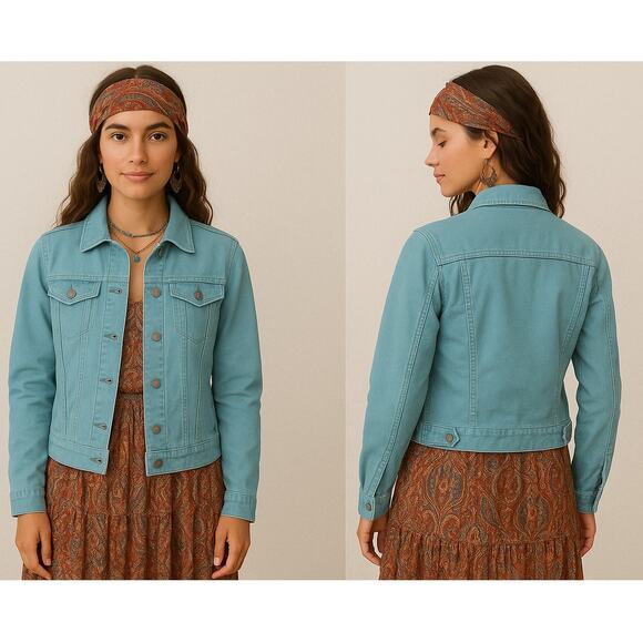 Gap Corduroy Trucker Jacket Women SZ M Aqua Blue Sherpa Cozy Fall Western - Picture 11 of 11